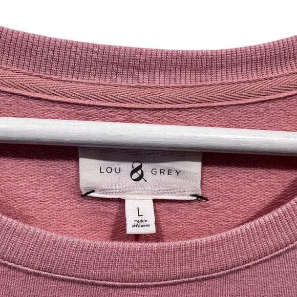 Lou and Grey Womens Size Large Soft Drop Sleeve Sweatshirt Gather Sleeve Pink - Picture 3 of 9